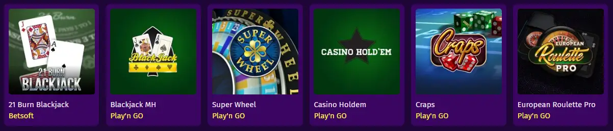 Great Slot Casino Table Games